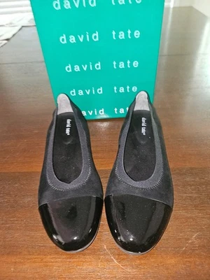 David Tate Flat Nicole Women's 8.5 N Black Suede Cap Toe