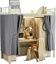 Teanea Heavy-Duty Adult Bunk Bed Blackout Curtains for Bottom Twin Privacy Underbed Curtains for High Loft Bed, 2 Panels, Grey 59in