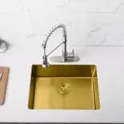 23in Gold Undermount Kitchen Sink, Single Bowl Sink for Kitchen Stainless Steel