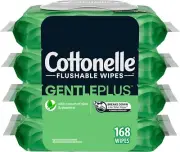 GentlePlus Flushable Wet Wipes with Aloe & Vitamin E 4 Flip-Top Packs 168 Total