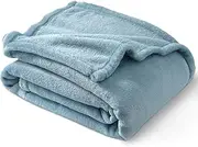 PHF Ultra Soft Fleece Blanket Single Size 130x150cm, No Shed No Pilling Luxury Plush Cozy Flannel 280GSM Lightweight Throw Blanket for Bed, Couch, Chair, Sofa Suitable for All Season, Dusty Blue