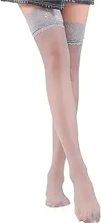 [FBIEE88TR] Women Thigh High Stocking for Boots Lace Top Stockings Sexy Long Silky Legs Stocking Tights(Grey)