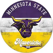 KH Sports Fan Minnesota State Mavericks Multi-Color Retro Circle Sign, 20x20 Inches, Mavericks Decor; Display Your Team Spirit with This Unique Minnesota State - Mankato Mavericks Wall Art