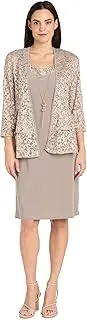[R&M Richards] 2PC Double Tiered Lace Jacket & Ity Tank Dress W/Detachable Necklace