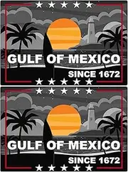 2 Pack Gulf of Mexico Magnet Since 1672 Retro Vintage Beach Magnet Gift Decoration Vinyl Coat of Arms Auto Bumper Magnet Stickers Fade Proof Waterproof Outdoor Indoor
