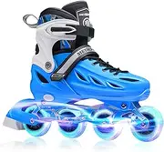 METROLLER Inline Skates for Girls and Boys, Women, Men 4 Sizes Adjustable Roller Blades with Light Up Wheels, Illuminating Beginner Rollerblades for Kids & Adult Youth