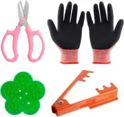 4Pcs Garden Pruning Shears Scissors Kit, Rose Thorn Remover, Cordless Trimmer &