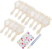 LOPUNER 1 Set DIY Wooden Mirrors for Unfinished Handheld Painting Craft Blank Mirror Stimulate Creativity Imagination for Arts Crafts Projects