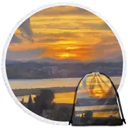 Art Painting Corfu Sunset Round Beach Towel