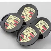 4 x Porsche wheel center hub cap black curved 76mm logo color