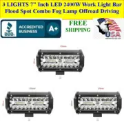 3 LIGHTS 7" Inch LED Work Light Bar Flood Jeep Off Road Golf Cart Boat Lights