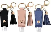 [NatureMan] 3 Pack Portable Empty Travel Bottle Keychain Hand Sanitizer Bottle Holder 1oz / 30ml Small Squeeze Bottle Refillable Containers for Hand Sanitizer Keeps Hands Clean, Pink, Black, Blue, 1oz