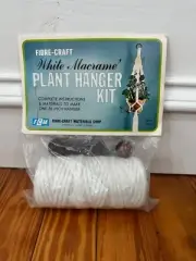 Fibre Craft NOS VINTAGE MACRAME KIT Plant Hanger Cord Kit USA Sealed