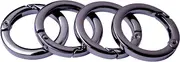 Bobeey 4pcs Round Carabiner Metal Spring Key Ring,Spring Snap Hooks Clip,Spring Keyring Buckle,Flat O Ring for Purses BBC40-20-Black Gun