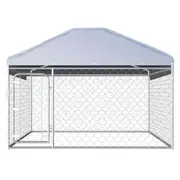Dog Kennel Run Cage Galvanised Steel Fencing Pet Enclosure Puppy Playpen 2 x 2m