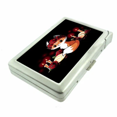 Rose Fox Em1 Cigarette Case with Built in Lighter Metal Wallet