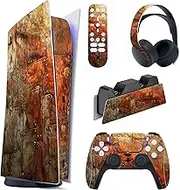 PlayVital Skin Decal Stickers Compatible with PS5 Console Digital Edition, Vinyl Skin Stickers for PS5 Console, Controller, Charging Station, Headset, Media Remote Control, Rusty Armor