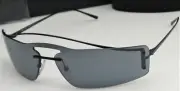PRADA SPR61V 1AB-5L0 Womens Black Frame Grey Lens Designer Shield Sunglasses NEW