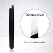 CNK Wholesale Stainless Steel Black Eyebrow Tweezer with Slant and Flat Point Be