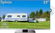 SYLVOX 22 inch RV TV, FHD 1080P 12V Caravan TV with DVD Player Built in, Tuner DVB-T2, Digital Audio, HDMI USB, Sleep Timer, FM Radio Function, RV TV for Motorhome, Kitchen, Home, RT22R3CNDA-AU