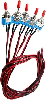 Car Mini Toggle Switch with Pre-Wired, ON-Off 2 Position 3 Pin SPST Auto Rocker Switch, 10pcs