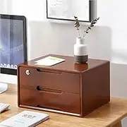 Solid Wood Desktop File Cabinet with Lock Rustic Desk Organizer for Office Supplies and Documents 2 Drawer Locking Filing Cabinet