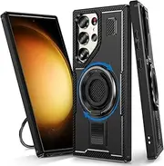 [RUNGOS] for Samsung S22 Ultra Case [360°Rotatable Ring Stand, Soft Silicone Grip Ring Holder, Ventilation Cooling Tech] [12Ft Drop Tested] Sturdy Kickstand Case for Samsung Galaxy S22 Ultra Case 6.8''