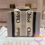 二手精品 CHLOE 蔻依 WOODY帆布包 購物袋SMALL WOODY TOTE BAG 手提包 單肩包