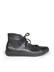 Black Leather High Top Trainers
