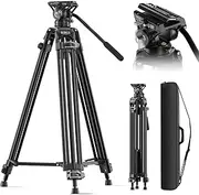 [SIRUI] Fluid Head Video Tripod, 73" Tripod with Snap-in Quick Release Plate for Manfrotto, Heavy Duty Tripod for DSLR Camera Camcorder, Payload 22lbs/10kg, AVT-11