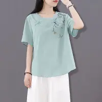 在飛比找Yahoo!奇摩拍賣優惠-民國女裝唐裝漢服現代中國風棉麻中式茶服復古盤扣民族風上衣女