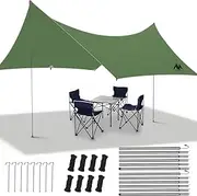 Tarp Waterproof with Mosquito Net and Poles Outdoor, 3 x 5 m Mosquito Net Camping Shelter Tarp Ultralight with Zip Entrance, Pegs, Guy Ropes for Hammocks, Garden, Park, Patio, Pic