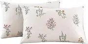 ECOCOTT 2 Pack Pillowcase King Size with Light Mauve Floral Pattern Pillow Cases Set, 20"x40" 100% Cotton Pillow Covers with Envelope Closure