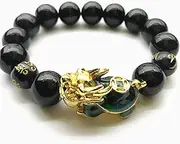 [YANYUESHOP] Natural Cinnabar Bracelet Feng Shui Bracelet Natural Black Obsidian Bracelet Color Change Dragon Turtle Bracelet 12/14Mm Mala Beads Bracelet Reiki Crystal Chakra Attract Wealth Unisex (Color