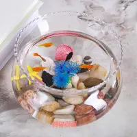 在飛比找Yahoo!奇摩拍賣優惠-精品透明圓形玻璃桌面金魚缸現代時尚水培花器迷你魚缸花邊烏龜缸