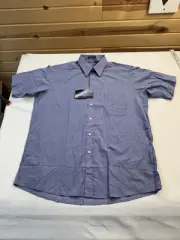 Stanley Blacker Light Blue Dress Shirt Short Sleeve Front Pocket Size 17
