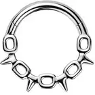 Septum Hinged Nose Ring Chain Links Spikes Hoop