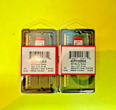 Kinston 16GB 2 x 8GB PC3-12800 Laptop SODIMM DDR3 1600 Memory RAM