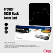 Brother TN251 Black Toner Cartridge Yield: 2, 500 Pages/ P/#: TN-251BK