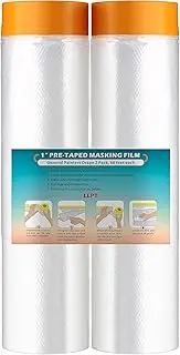 LLPT Tape and Drape Pre-Taped Masking Film 78.7”(Unfolded) x 66 Ft Each 2 Pack General Painters Plastic Drop Cloth for Auto Wall Furniture Painting Spraying from Dust Contamination (MFT2002)