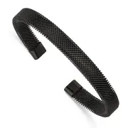 Stainless Steel Polished Black Ip-Plated Wire Mesh 8mm Cuff Bangle