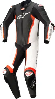 Alpinestars Missile V2, leather suit 1pcs. , color: Black/White/Neon-Red , size: 50