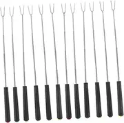 12pcs Extendable Forks Telescoping Roasting Sticks for Fire Pit and Campfire Manual Rotation Chicken Wing Forks Utensils for Marshmallow and Sausage Cooking