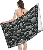JBYJBX Many Black Pebbles Print Beach Towel Quick Dry Sandproof Microfiber Beach Bath Towel for Travel Pool Camping