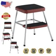Stylish Retro Red Two-Step Stool - Lightweight & Foldable for Easy Storage