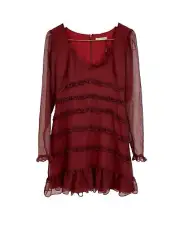 The East Order Lucien Black Cherry Cocktail Mini Dress Size Medium Sheer Sleeves