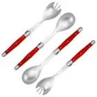 4pc Laguiole Debutant Salad Serving/Server/Fork/Spoon Set Red Andre Verdier