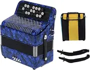 ZenithAur Beginner Piano Accordion, 22 Key Accordion for Professionals, Hand Polished 8 Bass Button Accordion with Adjustable Shoulder Strap (Dark Blue)