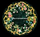 Green Marble Console Table Floral Collectible Inlay Rare Art Outdoor Decor H5309