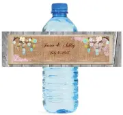 100 Burlap Wood Mason Jars & lace Wedding Anniversary Party Water bottle labels